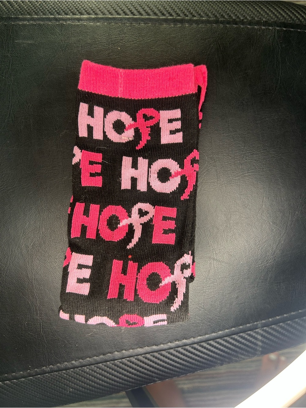 Black & Pink HOPE Graphic Crew Socks - Fashion Socks Breast Cancer Awareness